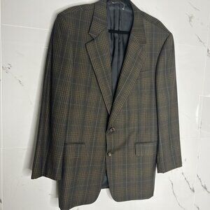 VTG 41 R Loro Piana Tasmanian Wool 120's Plaid Brown Blazer Sports Coat Career